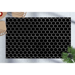 Tapis à motif nid d'abeille, tapis à motif géométrique, tapis imprimé, tapis à poils doux - Product Image 2