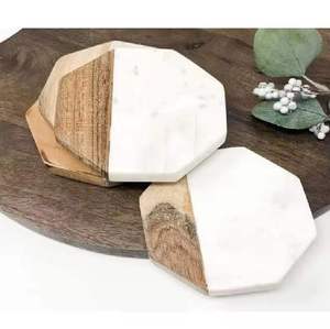 Premium Set 4 Elegant Handcrafted Wooden Coasters Modern Design Durable Drink Mats for Home Decoration Wedding Anniversary - Product Image 5