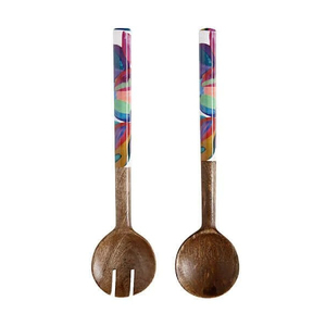 ที่มีสีสันจับเรซินที่ให้บริการช้อนไม้ที่มีคุณภาพสูงเรซิ่นและไม้อุปกรณ์ครัว2021เสิร์ฟช้อนชุด - Product Image 1