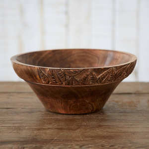 Best Selling Polished Disposable Large Capacity Handmade Wooden Salad Serving Bowl New Design Kitchen <b>Dinnerware</b> India Party Use - Product Image 3