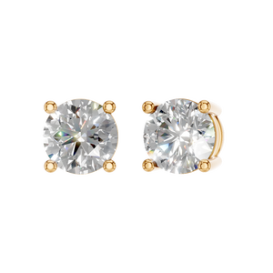 4 Prong Real 10K Solid <b>Gold</b> Lab Grown Diamond Stud <b>Earrings</b> IGI Certified Wedding VS1 Brilliant Cut Screw <b>Back</b> Unisex - Product Image 2