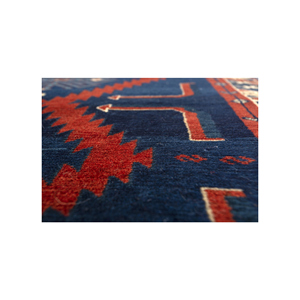 Alfombra Kiaan Azul de Lana Anudada a Mano con Patrón Geométrico, Rectangular, para Pasillo o Sala de Estar, 9x12 Pulgadas - Paem-1254 - Product Image 3