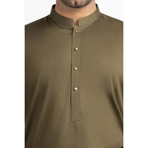 Shalwar Kameez pour homme Olive, vêtements et accessoires musulmans traditionnels, costumes élégants - Product Image 6