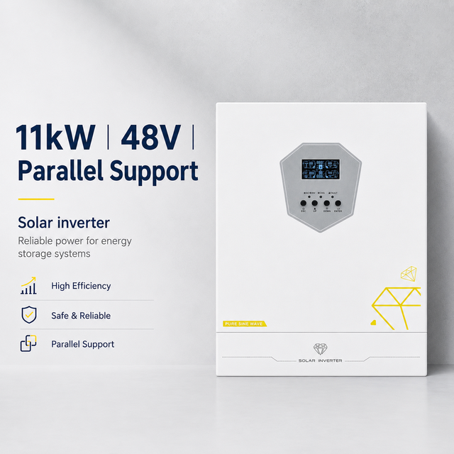 11kW Hybrid Solar Inverter 48V Pure Sine Wave MPPT 150A Parallel Version QD12048MH Activated Lithium Battery for Home