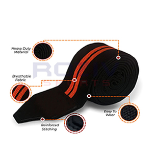 Customized Logo High Quality Unisex Cotton <b>Elastic</b> <b>Knee</b> Wraps Weightlifting Powerlifting Lightweight Breathable Thick Gym Safety - Product Image 3