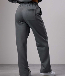 Pantalon de jogging évasé oversize pour femme, taille haute, style streetwear, en molleton de coton avec poche arrière - Product Image 6