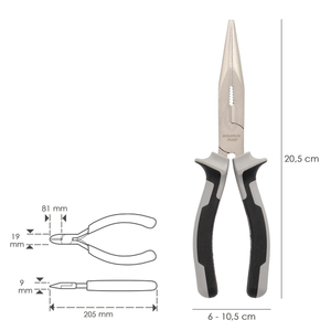 Pinze a bocca dritta 200 mm. Acciaio Cromo Vanadio DIN-ISO 5745 - Product Image 2