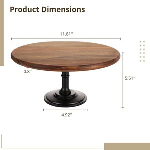 Soporte de pastel de madera Plato de pastel de acacia de 12 pulgadas Exhibición de mesa de postre de madera Soportes de pastel de boda rústicos con plato grueso - Product Image 5
