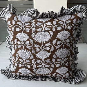 Black Floral Block Print Linen <b>Throw</b> <b>Pillow</b> Dark Pattern Aesthetic <b>Pillow</b> Botanical Home Handmade Farmhouse Cushion Cover - Product Image 1