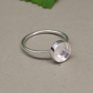 Anillo de Plata de Ley 925 Maciza Hecho a Mano con Cabujón de 12 mm, Engaste de Bisel Chapado en Oro de 14K, Resina de Leche Materna, Joyería DIY para Recuerdos - Product Image 6