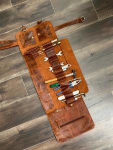 New Handmade Full Grain Genuine <b>Leather</b> <b>Tool</b> Roll Bags <b>Tool</b> Organizer Custom Cowhide Motorcycle <b>Tools</b> Kit Compact Garage Storage - Product Image 2
