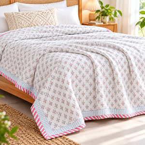 Couette légère en coton Dohar à imprimé floral avec tissu respirant et doux pour un confort optimal à la maison et dans la chambre. - Product Image 5