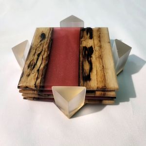 Posavasos de resina epoxi de madera hechos a mano de elegancia rústica, Juego de 4 piezas, posavasos de madera y resina epoxi únicos de belleza natural - Product Image 2
