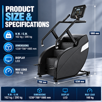 Appareil de fitness cardio BN Commercial Gym, modèle Black Curved Body Silver Decor, avec panneau numérique, vitesse réglable, simulateur d'escalade Stepmill