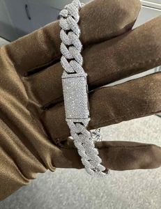 VVS Moissanite 925 Pulsera de plata esterlina 14MM 8 pulgadas de largo Chapado en oro blanco Colgante fino y encanto - Product Image 5