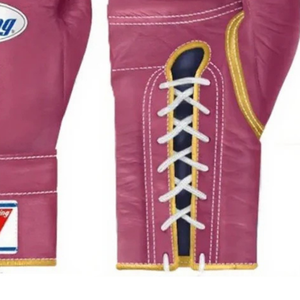 ถุงมือชกมวยแบบผูกเชือก Winning สีชมพูเข้ม-ทอง หนังแท้ สำหรับฝึกซ้อมและแข่งขันระดับมืออาชีพ รุ่นลิมิเต็ด - Product Image 6