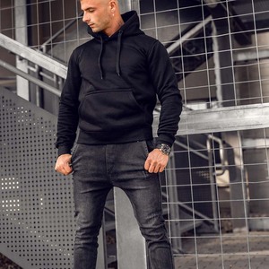 Sudadera térmica polar con capucha negra azabache para hombre - Product Image 3