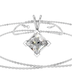 Collier pendentif classique en or massif 14 carats avec chaîne à maillons et moissanite 3 carats D VVS pour femme, idéal pour les soirées - Product Image 1