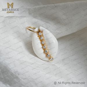 จี้เปลือกหอยสีเหลืองทอง14K ประดับเพชรเปลือกหอยเครื่องประดับ unisex ของขวัญทำด้วยมือดีไซน์ใหม่จี้เครื่องประดับเปลือกวัว - Product Image 5