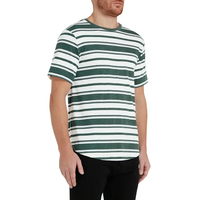 T-shirt en coton rayé à coupe ajustée de haute qualité, fabriqué directement en usine au Bangladesh, manches classiques, col rond, design tendance pour homme adulte, printemps