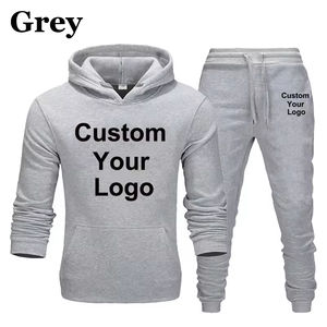Custom Your Logo Hoodies Pants 2Pcs_<b>Sets</b> Sweatshirt Sweatpants Male Gyms Fitness <b>Tops</b> <b>Trousers</b> Joggers Sportswear Tracksuits - Product Image 3