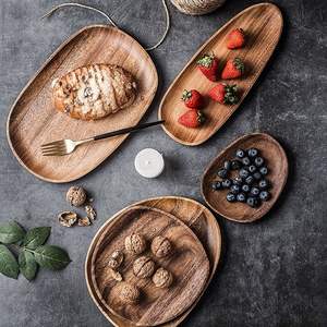 100% Assiette en bois Vaisselle Plateau en bois Ensemble Assiette en bois d'acacia ronde personnalisée au prix de gros - Product Image 1