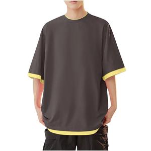Conçu sur mesure pour hommes lavage à l'acide 100% coton peigné tissu formel T-Shirt surdimensionné Streetwear sérigraphie lettre - Product Image 3