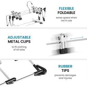 Appendiabiti a 5 livelli in acciaio inossidabile con clip, pieghevole, salvaspazio, per pantaloni, confezione da 3 - Product Image 6
