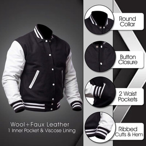 แจ็กเก็ตเบสบอลผู้ชายแจ็กเก็ตเบสบอลปักลายกำมะหยี่ทรงพอดีตัวลำลองสำหรับผู้ชายคุณภาพระดับพรีเมียม - Product Image 3