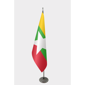 Drapeau officiel de la Birmanie pour intérieur, personnalisé, 3x5 pieds, impression numérique sur soie et polyester, avec mât en aluminium - Product Image 1