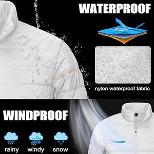 Chaqueta acolchada ligera transpirable para hombre, abrigo de invierno repelente al agua a prueba de viento aislado, bolsillos laterales con cuello levantado - Product Image 4