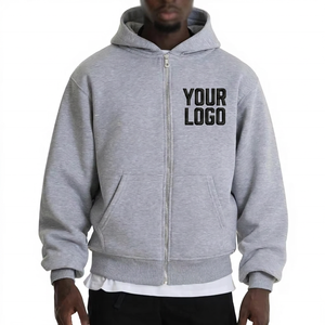 เสื้อฮู้ดดี้โอเวอร์ไซส์ผ้าฟลีซเทคนิคซิปเต็มตัว น้ำหนัก 420 กรัม/300 กรัม ผ้าคอตตอนหนานุ่ม พรีเมียม สไตล์ลำลอง สำหรับฤดูหนาว ปักโลโก้ตามสั่ง - Product Image 1
