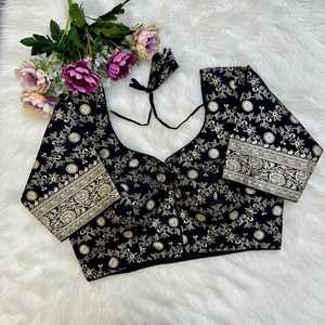 Blusa de seda pura tradicional india Elegante y cómoda Ropa de fiesta Blusas de diseñador Estilo y comodidad Blusas de novia combinadas - Product Image 1