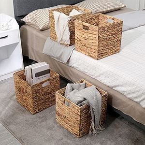 Handwoven Vintage Style Water Hyacinth Storage <b>Basket</b> Flexible & Sustainable <b>Foldable</b> Design for Home Organization - Product Image 4
