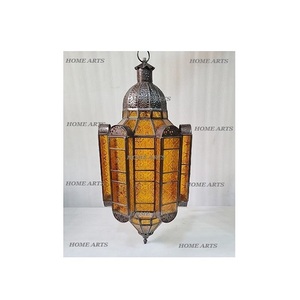 Linterna colgante de cristal amarillo con forma y tamaño personalizados, diseño atractivo con material de hierro, precio razonable - Product Image 1