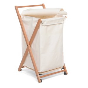 Wooden laundry <b>basket</b> (44Lt) <b>Foldable</b> trolley ANGEL Walnut 329306 - Product Image 1