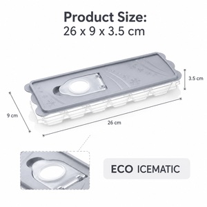 Bac à glaçons en plastique gris avec couvercle, design flocon de neige, pour congélateur et cuisine - Product Image 2