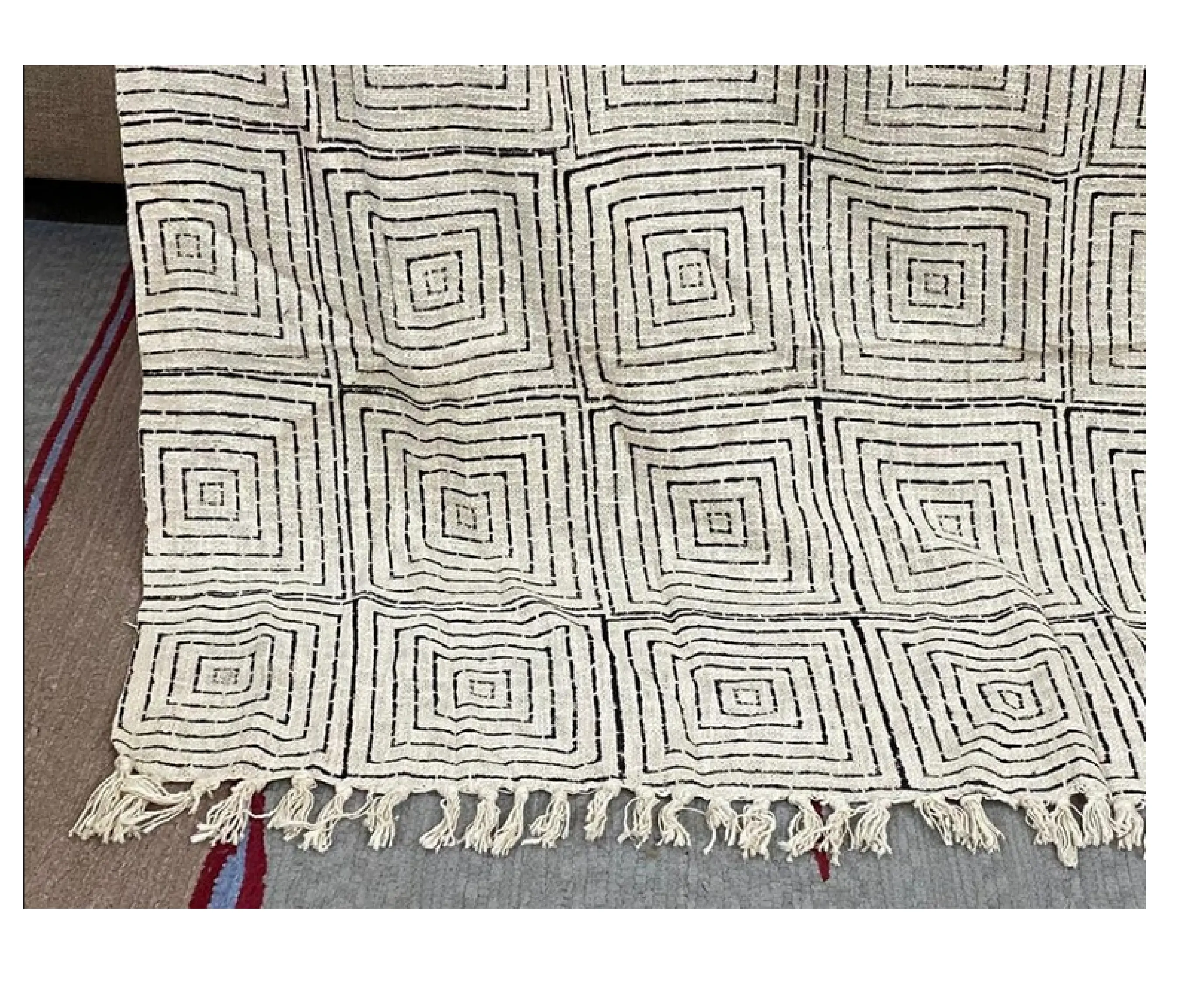 Indian Wholesale 100% Cotton Handmade Block Printed Living Room Bohemian Outdoor Decorative Sofa Couch Picnic Throw Cozy Blanket