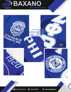 Chaqueta Bomber Azul de la Hermandad Zeta Phi Beta, con Letras Griegas Bordadas, Estilo Universitario, Ropa Urbana Unisex - Product Image 5