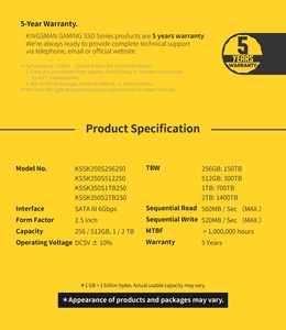 KINGSMAN GAMING 512GB SATA III 3D NAND interne SSD nouveau 2.5 pouces 5 ans de garantie pour ordinateur portable/ordinateur de bureau mise à niveau - Product Image 6