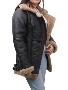 Chaquetas de piel de cuero genuino Chaquetas de cuero de piel de oveja originales de alta calidad Diseño personalizado Chaqueta de motocicleta de Invierno para mujer - Product Image 3