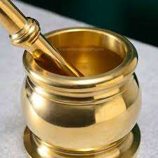 ครกทองเหลืองและสากทำขึ้นอย่างสวยงามสำหรับใช้ในบ้านโรงแรมและห้องครัว - Product Image 2