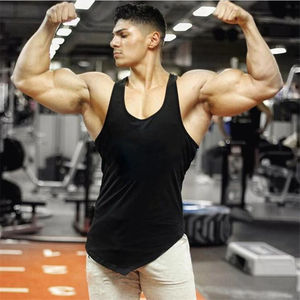 Camisetas de Tirantes Deportivas para Hombre, para Gimnasio, Culturismo, Color Sólido, Tejido de Algodón, Camiseta de Entrenamiento con Dobladillo Irregular, Transpirable, Estilo Hip - Product Image 2