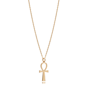 Ankh diseño liso colgante encanto collar 925 plata esterlina chapado en oro hecho a mano joyería al por mayor de Turquía - Product Image 6