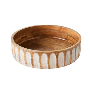 Tazón de Madera Artesanal con Acabado Blanqueado y Diseño Ovalado Repujado, Ecológico para Hoteles, Restaurantes y Fiestas - Product Image 4