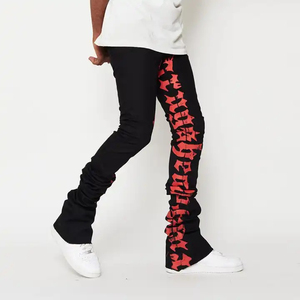Pantalones Deportivos Rectos de Cintura Alta Azul Claro para Hombre, Pantalones de Lona Personalizados con Seis Bolsillos Apilados, Método de Tejido No Tejido - Product Image 5