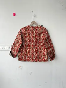 Indien fait à la main Vintage pêche Patchwork coton matelassé veste femmes Boho manteau réversible respirant unisexe nouveau Style - Product Image 6