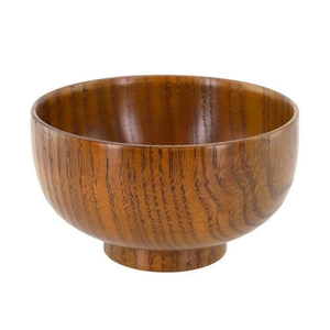 Grand bol de service en bois au look élégant et au fini marron pour les maisons modernes et les repas - Product Image 1