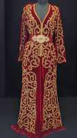 AWAIS HOUSE Caftan Abaya marocain en velours pour femme, orné de perles faites à la main, couleur unie, grande taille, léger, en polyester, longueur ras du sol, pour mariage