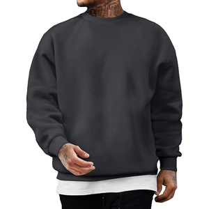 Men's Solid Color Loose Fit Round Neck Sweatshirt with Long Sleeves Factory Printed Pullovers for International Markets - Product Image 1